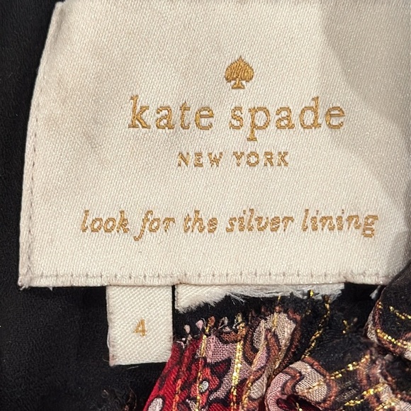 Kate Spade Black Multi Gold Metallic Medallion Print Print Dress Size 4 - Picture 11 of 14